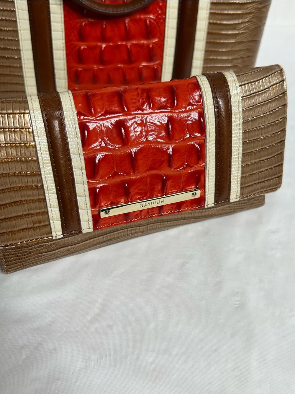 Brahmin Duxbury Cabana Vertical Vineyard Satchel and Checkbook Wallet Set